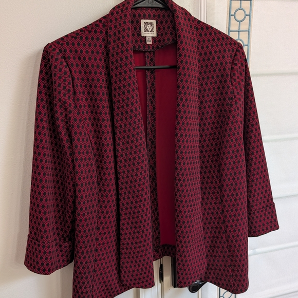 Anne Klein Red and Black Patterned Blazer - Picture 5 of 5